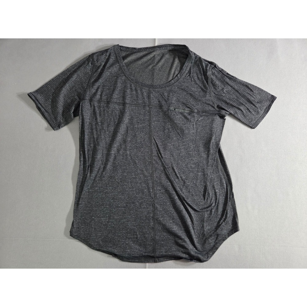 Lululemon Shirt Womens 8 Heather Gray Fall In Place Short Sleeve Casual Soft Gym